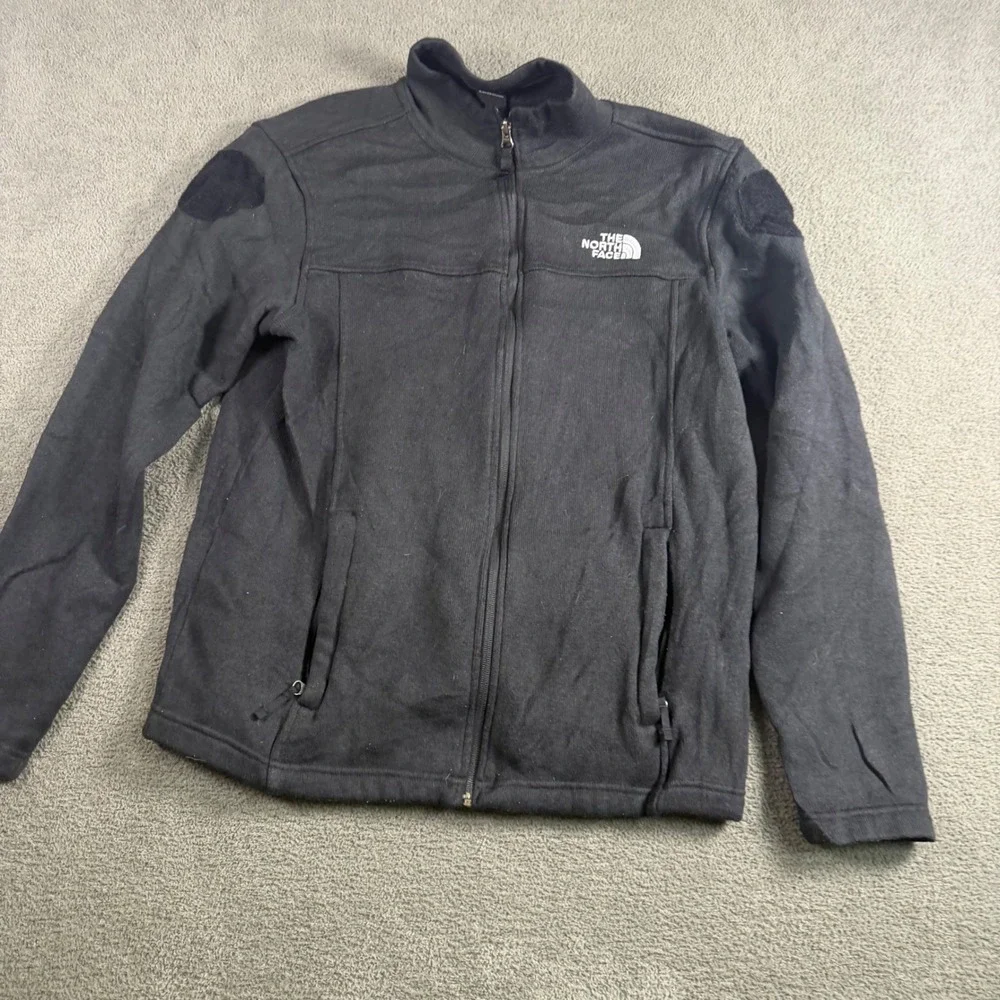 The North Face Mens Black Full Zip Fleece Jacket Mock Neck L 9072